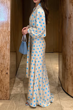 Vintage Polka Dot Sash Maxi Dress