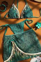 Tie Halter Triangle Bikini Set