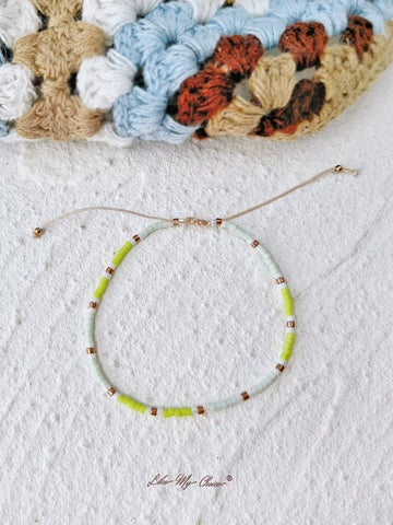 Adjustable Drawstring Beaded Bracelet Blue Green