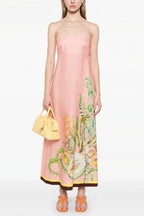 High Waist Print Cami Casual Maxi Dress