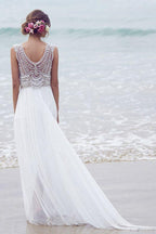 Strandhochzeitskleider A-Linie V-Ausschnitt Kurze Schleppe Sexy Brautkleid