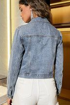 Beaded Chic Loose Versatile Denim Jacket