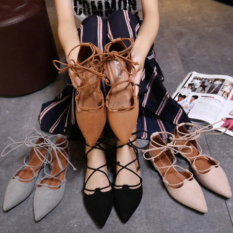 Cross Tied Pointed Toe Flats Shoes for Women Elegant Ballet Mary Janes Pumps Leopard Print Elegant Woman Shoes with Low Heels