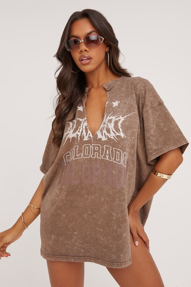 Loose Casual Sexy V Neck Vintage T-shirt