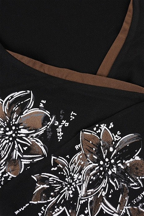 Retro Floral Printed V Neck Blouse