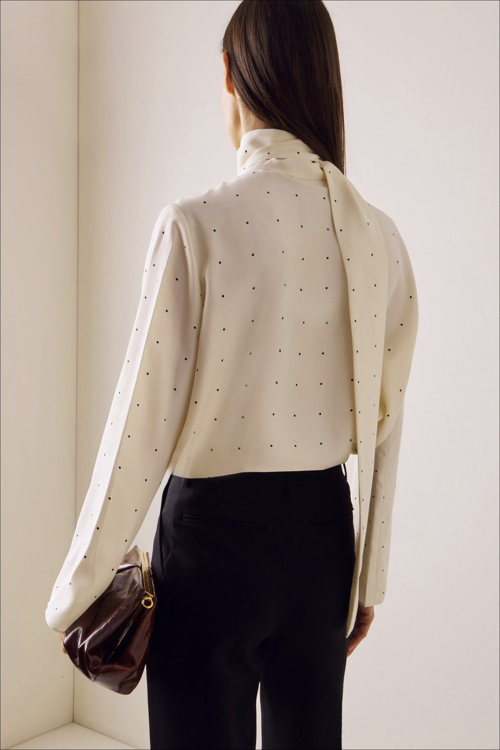 Ribbon Polka Dot Loose Commuter Blouse