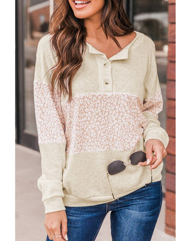 Sweater Women Long Sleeve Autumn Leopard Splicing Street Pullover Sweater Women