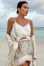 Sheer Lace Panel Sexy Bodycon Casual Cami Top