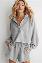 Chic Relaxed Solid V-Neck Hoodie