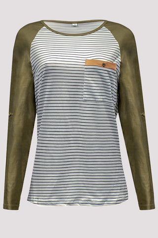 Lässige Patchwork-Oberteile mit O-Ausschnitt 