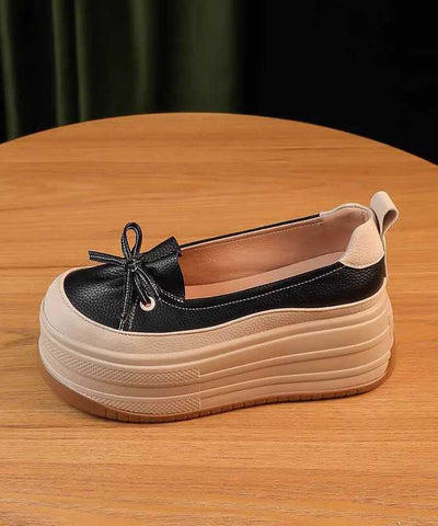 Schwarze Plateauschuhe Kunstleder Einzigartige Spleißen 