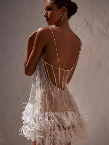Fairy Slipdress Spaghetti Straps Backless Mini Dresses With Fringe