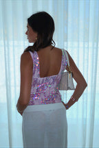 Chic Deep V Sequin Lace Slim Cami Top