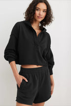 Chic Relaxed Solid V-Neck Hoodie