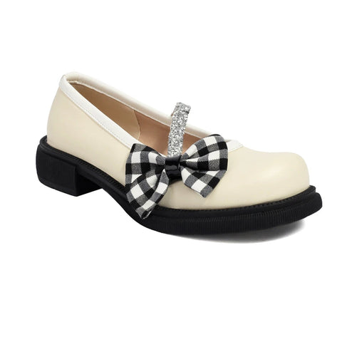 - Blau Rosa Weiß Lolita Stil Süße Mädchen Student Mary Jane Schuhe Frauen Runde Zehen Plattform Plaid Schleife JK Uniform Flats Loafers 42 