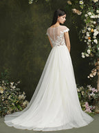 Long A-line Sweetheart Chiffon Lace Wedding Dresses with slit