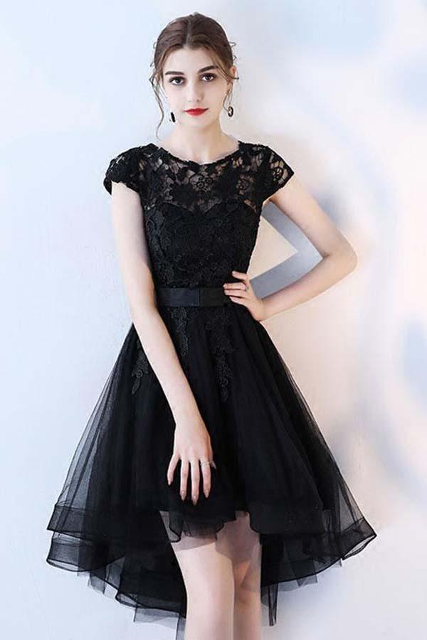 Lace Short Prom Dress Hight Low Evening Dress Homecoming Dresses