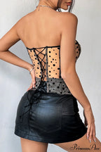 Black White Polka Dot Bustier Corset