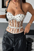 Black White Polka Dot Bustier Corset