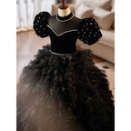 Vestido elegante de primera comunión para niñas, vestido de fiesta de cumpleaños esponjoso para concurso de belleza 
