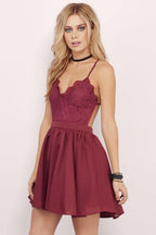 Heimkehrkleid Spaghettiträger A-Linie Spitze Kurzes Ballkleid