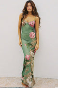 Sexy Print V-Neck Spaghetti Strap Backless Maxi Dress