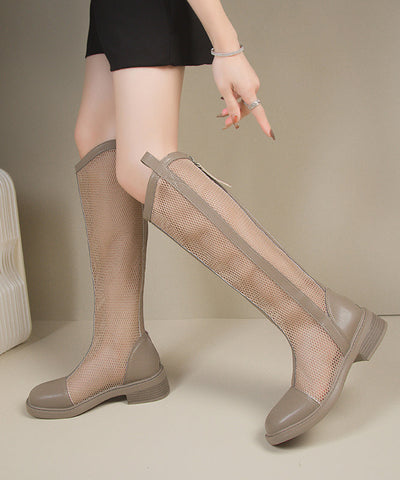 Stilvolle, atmungsaktive schwarze Stiefel mit Reißverschluss und Netzstoff