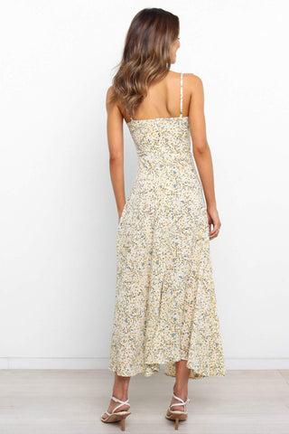 Vestido midi con abertura y tirantes finos con estampado floral