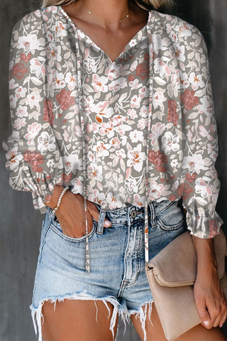 Casual Elegant Print Patchwork Frenulum V Neck Tops(7 Colors)