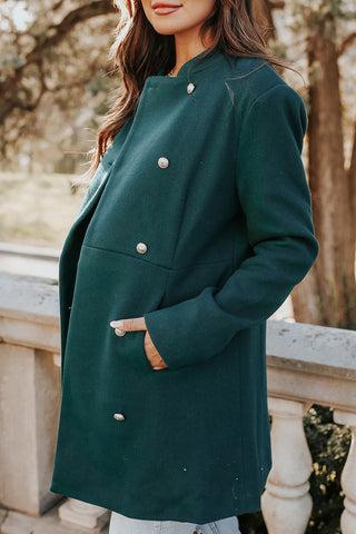 Casual Solid Buckle Square Collar Outerwear