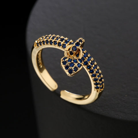 "Zirconia Love Knot: Heart Charm Rings"
