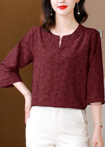 Baumwollblusen mit Mulberry-Print und übergroßen Armbandärmeln 