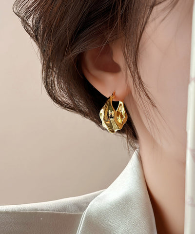 Pendientes de aro de cobre dorado de moda 
