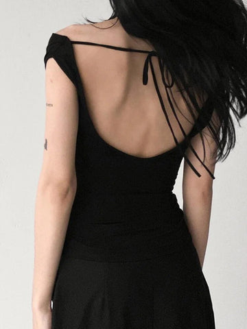 Damen Sommer Casual Kurzarm Crop Tops Einfarbig Off Shoulder Boot-Ausschnitt Rückenfrei Slim Fit Tops Streetwear 