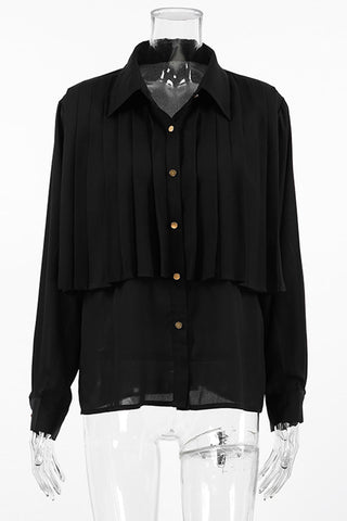 Elegante Blusen mit Knöpfen und Plissiertem Umlegekragen 