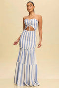 Printed Strapless Cutout Maxi Dress