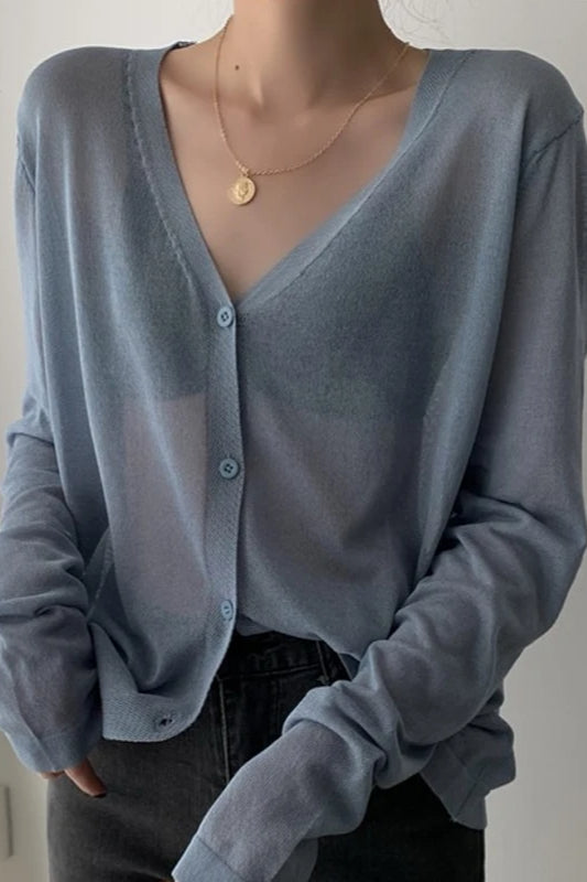 V-Neck Lightweight Knit Cardigan