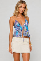 Leopard Floral Sexy Tie Halter Top