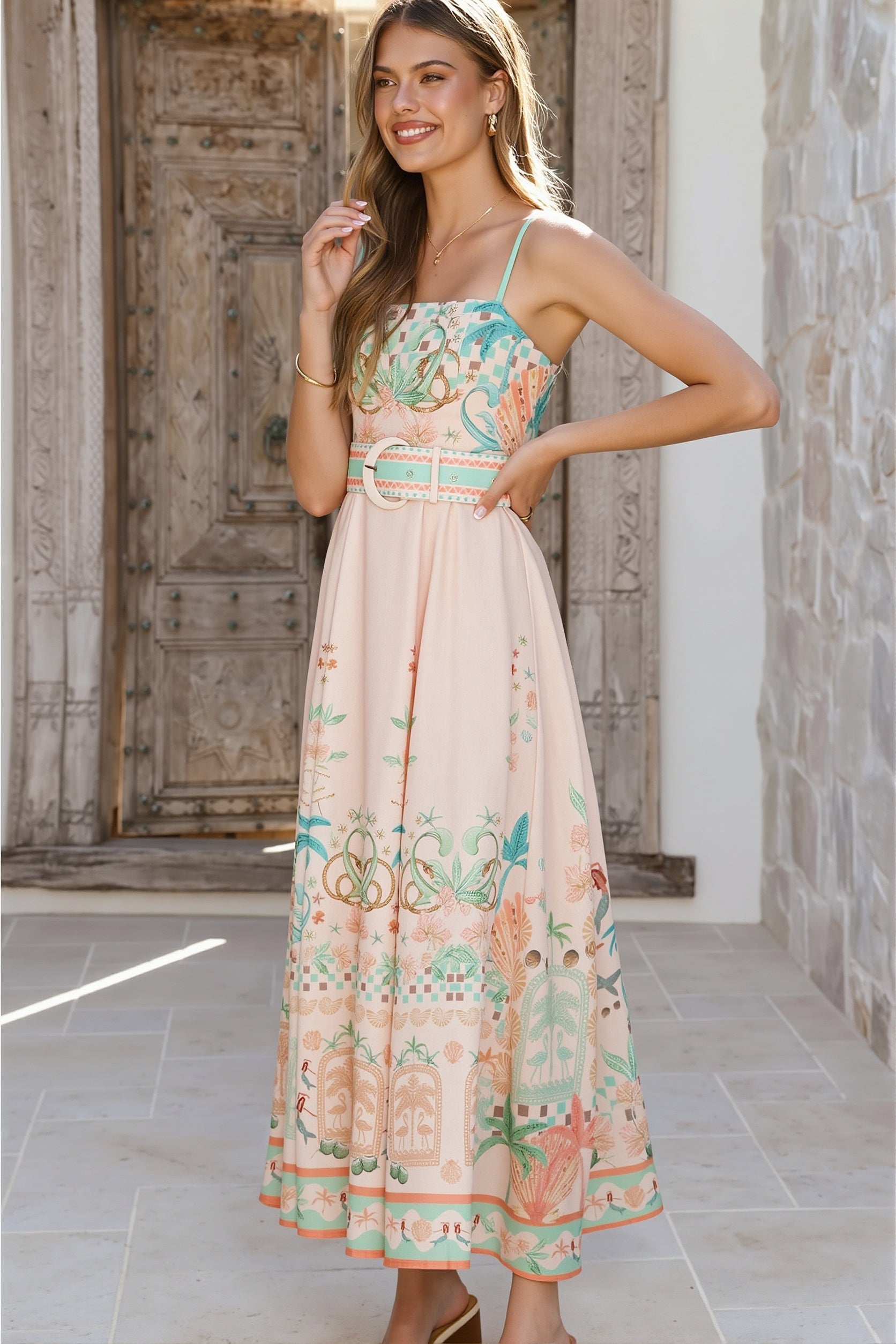 Fresh Linen Floral Swing Boho Dress