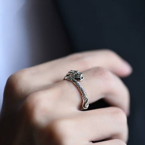 Sterling Silver Dragon Personalized Vintage Bully Ring