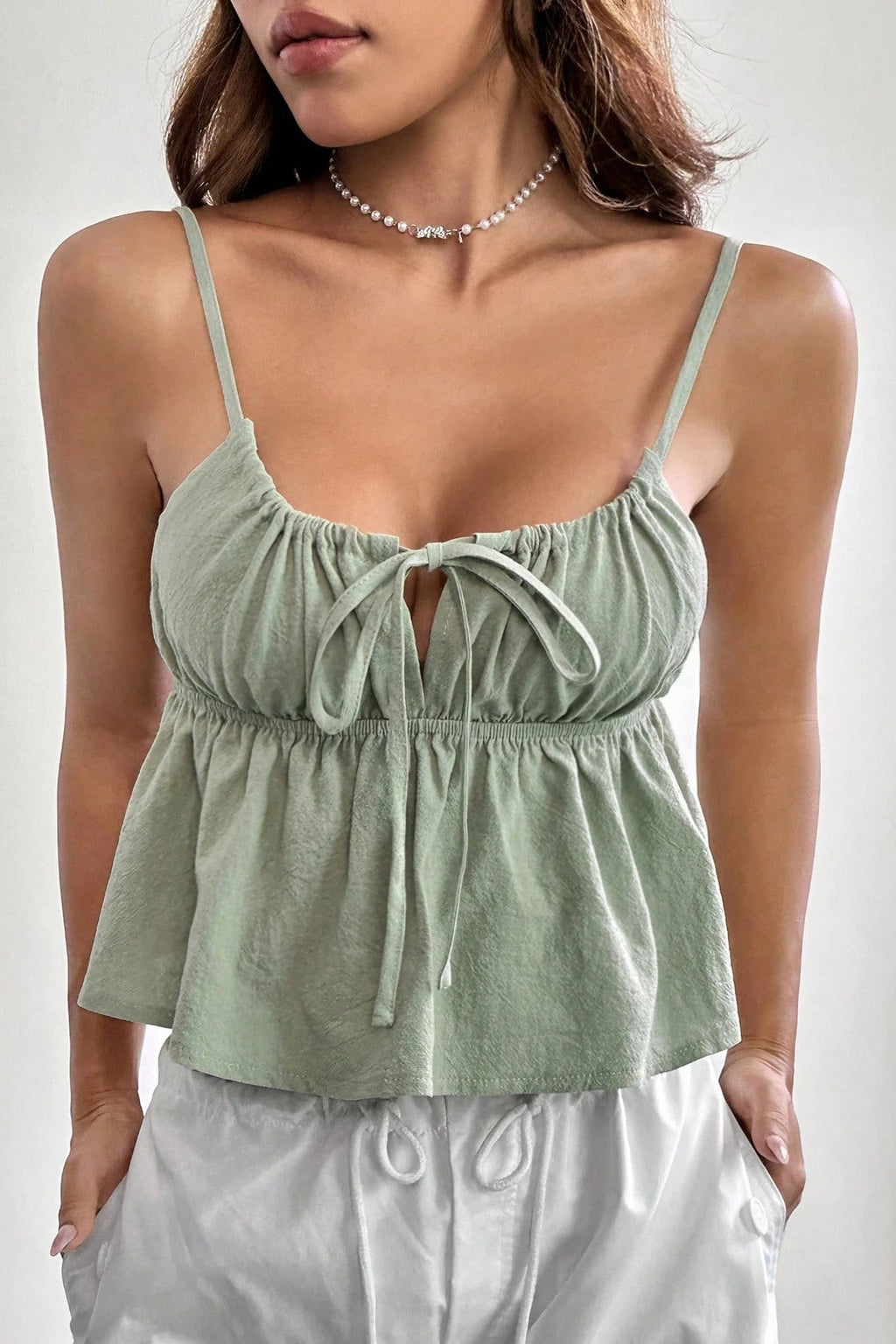 Cut-Out Lace-Up Loose Tank Top