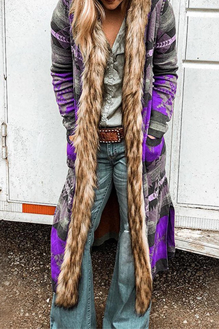 Lässige Oberbekleidung mit Patchwork-Tasche und Kapuzenkragen im Street-Print (4 Farben) 