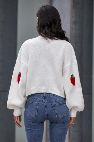 Hanna Strawberry Knit Sweater Cardigan