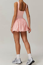 Nude Fake Two Piece Anti-Chafing Athletic Tennis Mini Dress
