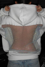 Hollow Mesh Long Sleeve Pullover Hoodie