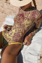 Sexy Long Sleeve Rash Guard One Piece Swimwear