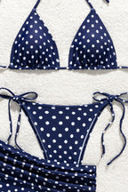 Polka Dot Tie Three Piece Bikini Set