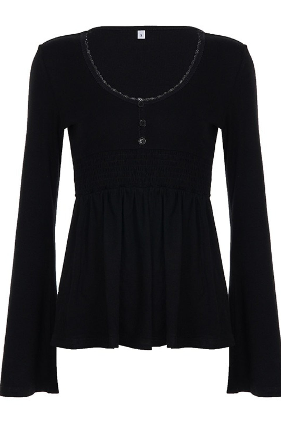 Casual Solid Deep V A Line Elastic Blouse