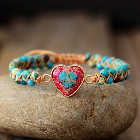 Pulsera de jaspe corazón apasionado 