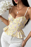 Floral Irregular Ruffle Tie Cami Top